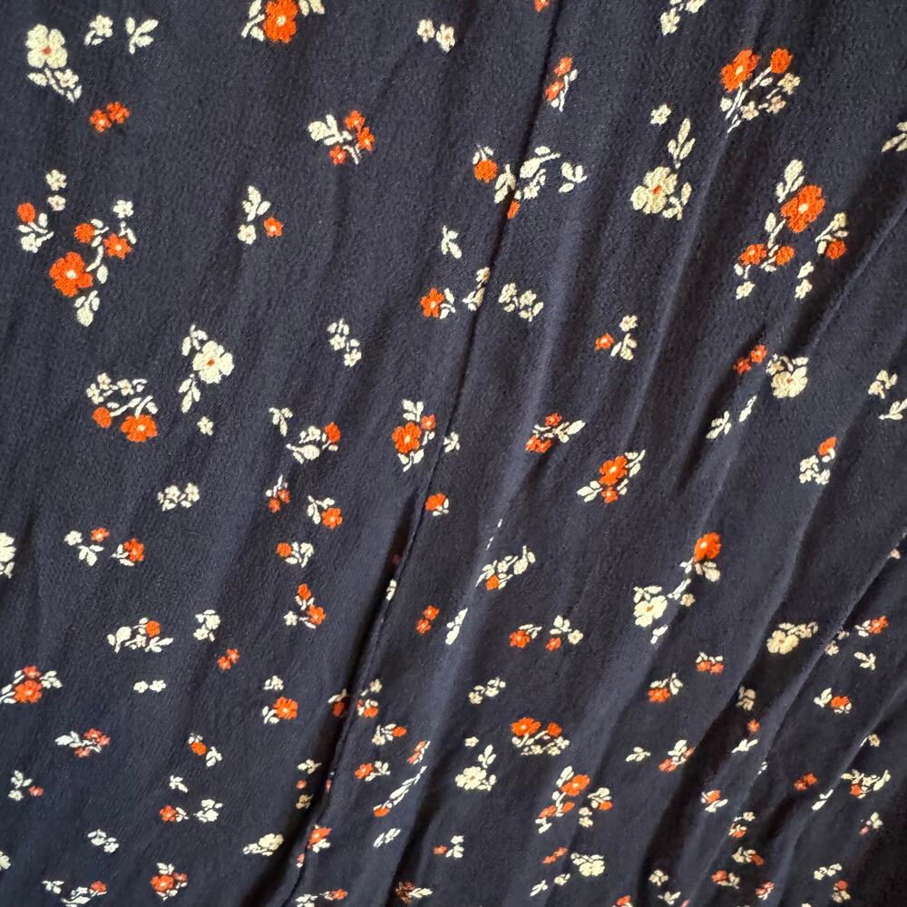 Reformation Luanne Floral Midi Dress Blue Button Zip Keyhole Long Sleeve Sz 2 - Picture 3 of 7